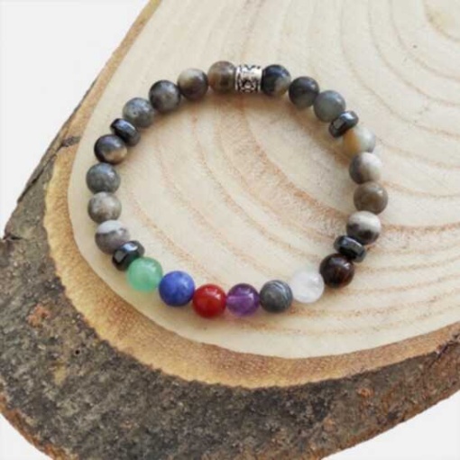 7'li Çakra Doğal Taş Bileklik 8 Mm Küre Kesim resmi