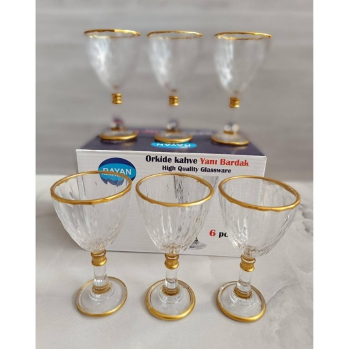 Orkide Yaldızlı Kahve Yanı Bardak (6'lı Paket) resmi