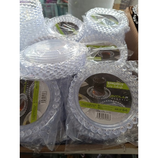 Boncuk Mika Çay Tabak (6'lı Paket) resmi