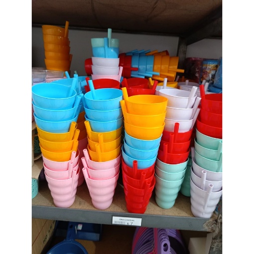 Renkli Pipetli Bardak 350 Ml resmi
