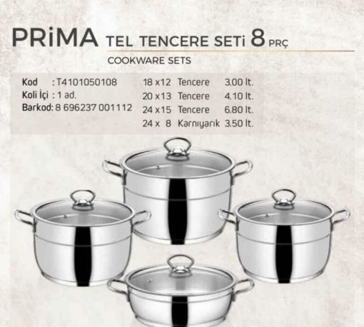 Safinox Prima Tencere Seti 8 Parça resmi
