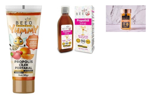 [Kampanya] Beeo Propolisli Şurup 160 Ml  + Beeo Yayla Çiçek Balı Ham Bal Hakkari Yöresi 300 Gr  + Beeo Propolis Çilek Portakal Yummy 30 Gr resmi