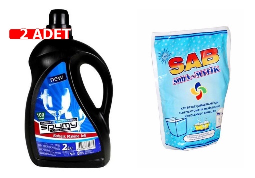 [Kampanya] Spumy Bulaşık Makine Konsantre Jel 2 Lt  (2 Adet) + SAB Doğal Sodamatik 750 Gr resmi
