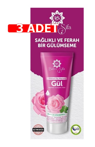 [Kampanya] Babı Şifa Bitkisel Diş Macunu Gül 140 Gr  (3 Adet) resmi