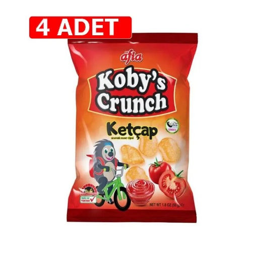 [Kampanya] 4 Al 3 Öde - Afia Koby's Crunch Ketçap Aromalı Mısır Cips 50 Gr  (4 Adet) resmi