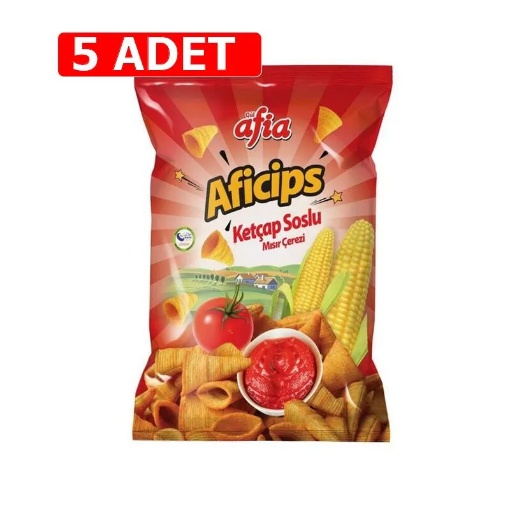 [Kampanya] 5 Al 3 Öde - Aficips Ketçaplı Mısır Cipsi 50 Gr  (5 Adet) resmi