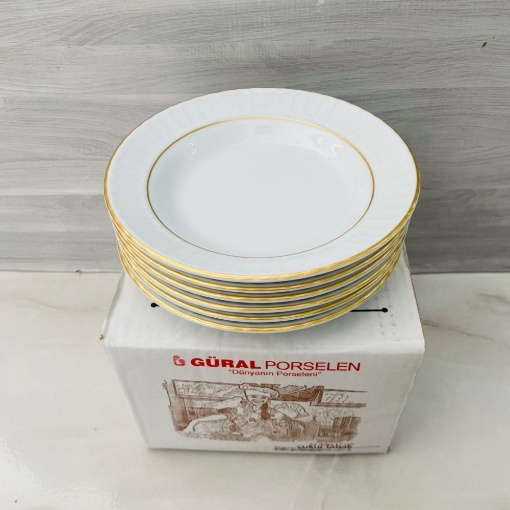 Güral Porselen Sedef Yaldızlı Küçük Tabak 17 cm (6'lı Paket) resmi