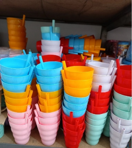 Renkli Pipetli Bardak 350 Ml resmi