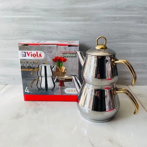 Viola Mini Piramit Çaydanlık Gold Kulp (12 Bardak) resmi