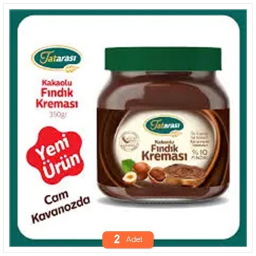 [Kampanya] Tatarası Kakaolu Fındık Kreması Cam Kavanoz 350 Gr (2 Adet) resmi
