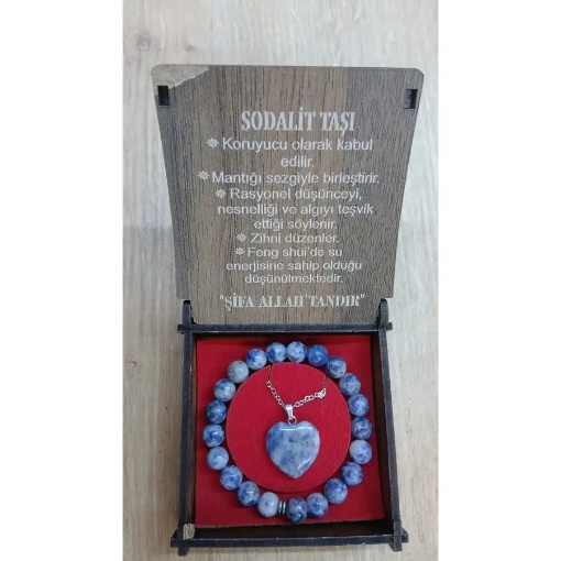 Sodalit Taşı Bileklik Kolye Seti resmi