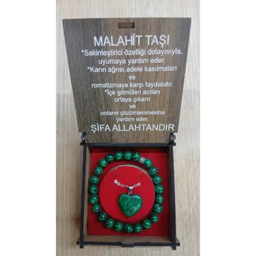 Malahit Taşı Kolye Bileklik Seti resmi
