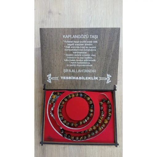 Kaplan Gözü Tesbih Bileklik Seti resmi