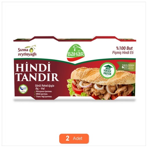 [Kampanya] Bahar Pişmiş Hindi Tandır 2x120 Gr (2 Adet) resmi
