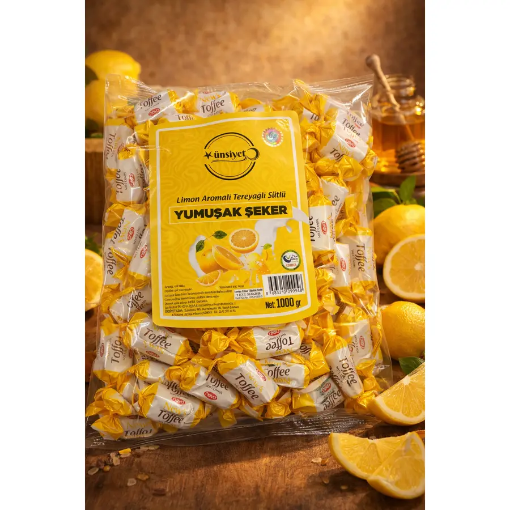 Ünsiyet Limon Aromalı Tereyağlı Sütlü Şeker 1 Kg resmi