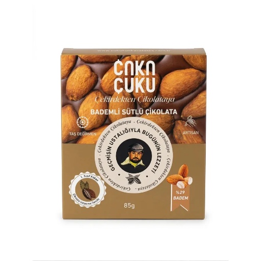 Çuku Çuku Tablet Bademli Sütlü Çikolata 85 Gr resmi