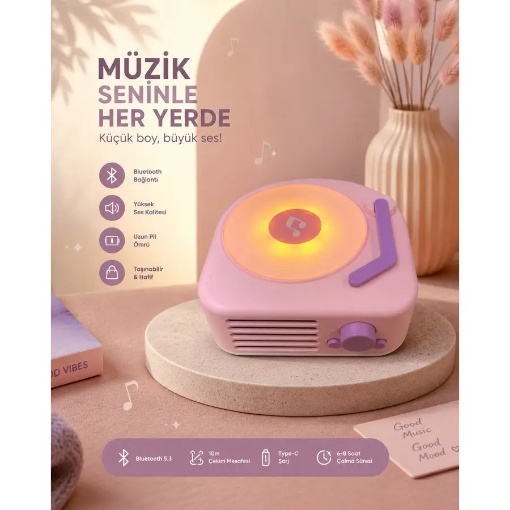Retro Pikap Tasarımlı Bluetooth Hoparlör (Işıklı) resmi