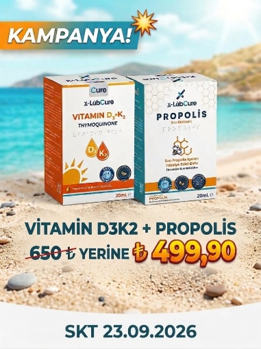 [Kampanya] X-LabCure D3 K2 Vitamini (Çörek Otu Yağı Timokinon İçerikli) 20 Ml + X-LabCure Propolis 20 Ml resmi