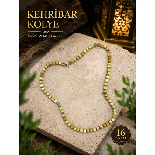 Kehribar Doğal Taş Kolye 16 Gr resmi
