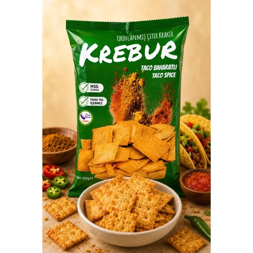 Krebur Taco Baharatlı Çıtır Kraker 100 Gr resmi