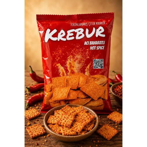 Krebur Acı Baharatlı Çıtır Kraker 100 Gr resmi